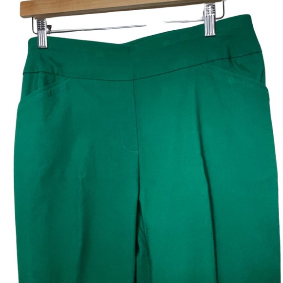 WORTHINGTON | Holiday Button Detail Green Pull On Skinny Ankle Pants | Size M - Picture 4 of 10